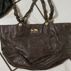 Coach Brown Leather Shoulder Bag with Gold Hardware